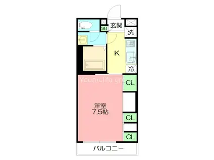 リブリ厚木南(1K/1階)の間取り写真