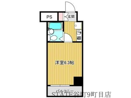 シティピア玉造(1K/4階)の間取り写真