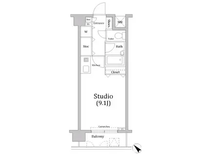 ダイアパレス赤坂(ワンルーム/3階)の間取り写真