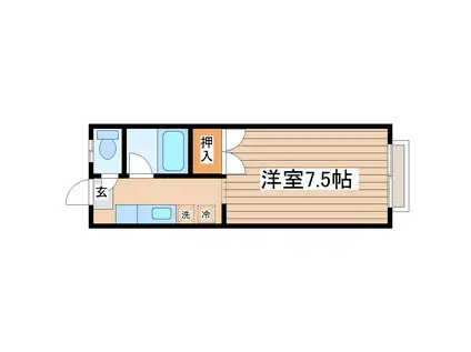 ハイツエクセルB(1K/2階)の間取り写真