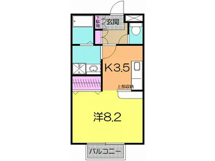 ヴァンベール富沢III(1K/2階)の間取り写真