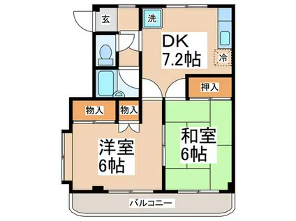 プレシャスナイン(2DK/2階)の間取り写真