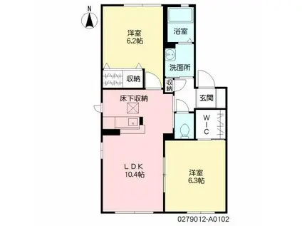 メゾン・グレース A棟(2LDK/1階)の間取り写真