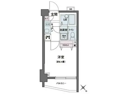 エコロジー都立大学レジデンス(1K/3階)の間取り写真