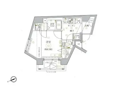 ベルシード品川西大井(1K/2階)の間取り写真