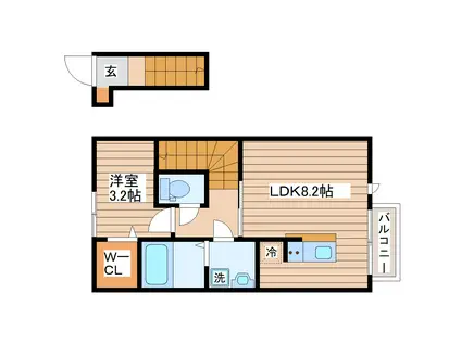 THE ROOM 南仙台駅C棟(1LDK/2階)の間取り写真