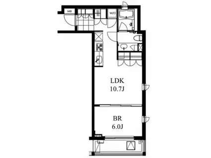 南麻布ウエスト(1LDK/3階)の間取り写真