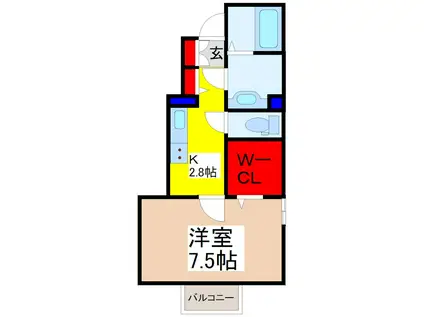 フレール(1K/1階)の間取り写真