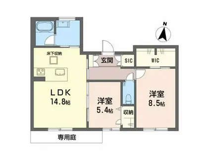 シャーメゾン谷山駅前(2LDK/1階)の間取り写真