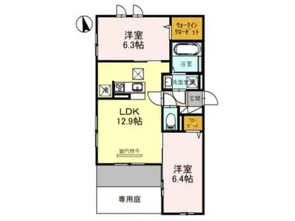 アベニール中道(2LDK/1階)の間取り写真