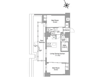 中葛西5丁目M(2LDK/6階)の間取り写真
