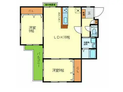 ジョワウエスト(2LDK/2階)の間取り写真