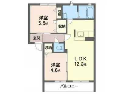 シャーメゾンNUSHI(2LDK/2階)の間取り写真