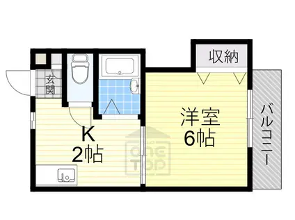 テラスパーク吹田(1K/2階)の間取り写真