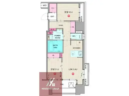 パークフラッツ弁天町駅前(2LDK/13階)の間取り写真