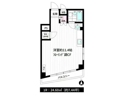 カーサ巴新井N0.2(ワンルーム/4階)の間取り写真