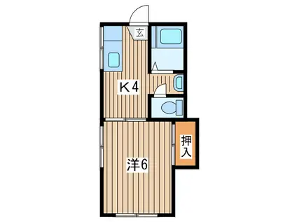 コスモハイツB(1K/1階)の間取り写真