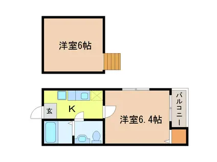 ヴァンベール宮町(1K/2階)の間取り写真