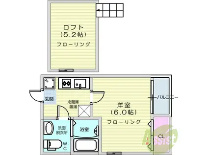 LUNA HOUSE 1(1K/1階)の間取り写真
