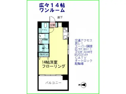 ハレルSA1ビル(ワンルーム/7階)の間取り写真