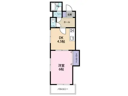 プラネットII(1DK/2階)の間取り写真