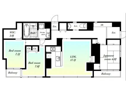 サザンヒル(3LDK/3階)の間取り写真
