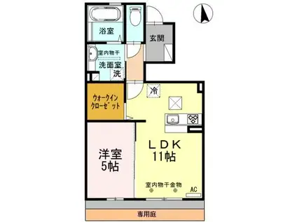 サン・カヴァーロ(1LDK/1階)の間取り写真