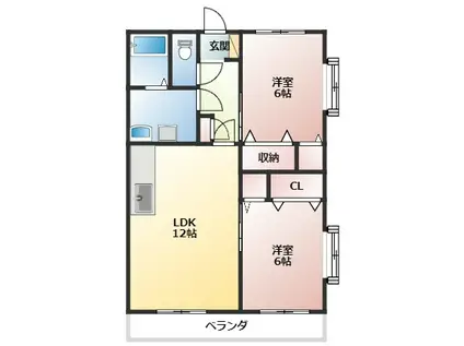 ロードマンション(2LDK/3階)の間取り写真