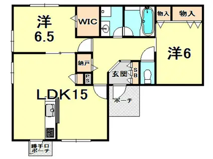 上甲東園ヘーベルメゾン(2LDK/1階)の間取り写真