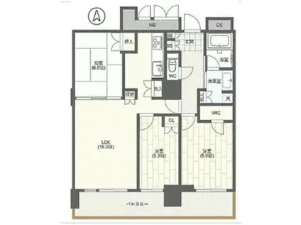 ローレルスクエア大阪ベイタワー(2LDK/26階)の間取り写真