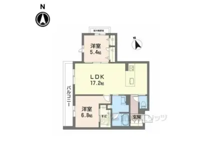 シャーメゾン オークルート五位堂(2LDK/3階)の間取り写真