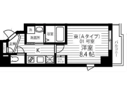 L`Sステューディオ岡本(1K/8階)の間取り写真