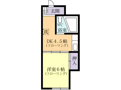 ヴィラシャローム(1DK/1階)の間取り写真