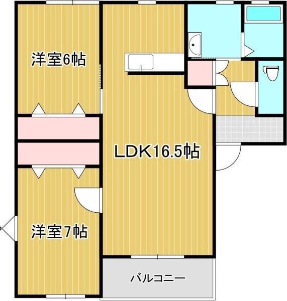 グリーンコーポ浪打 四番館(2LDK/2階)の間取り写真