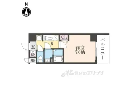 ソルテラス四条堀川205(1K/2階)の間取り写真