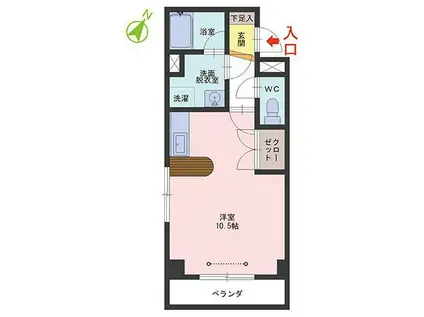ツィンクル谷内(ワンルーム/1階)の間取り写真