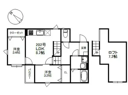 LUCE瓦田 516(2LDK/2階)の間取り写真