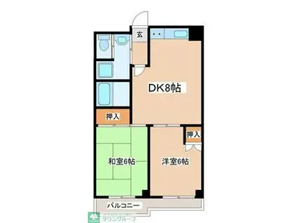 フォルジュ山田(2DK/5階)の間取り写真