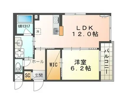 CASA桜山(1LDK/2階)の間取り写真