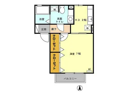 アレーゼ横尾(1K/2階)の間取り写真