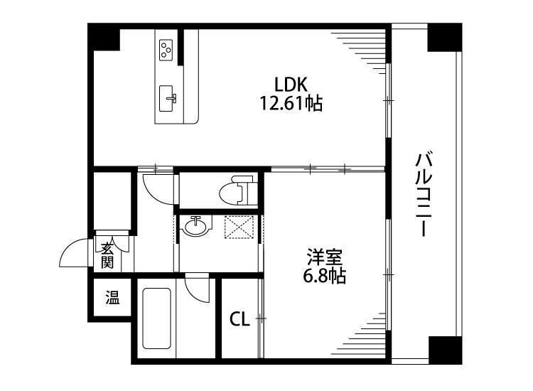 ファーストクラス市民病院前(1LDK/3階)の間取り写真