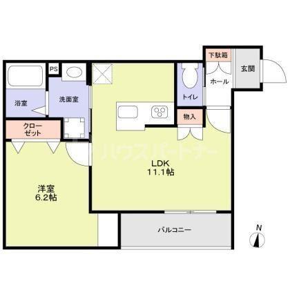 PRUNIER(1LDK/1階)の間取り写真