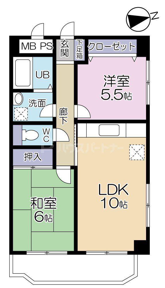 第2宝田ビル(2LDK/4階)の間取り写真