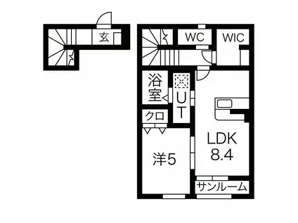 セレッソ袖野田(1LDK/2階)の間取り写真