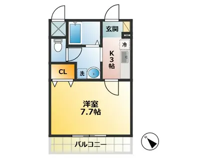 アルエンテ(1K/3階)の間取り写真