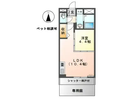 ルーエンハイム クレイン(1LDK/1階)の間取り写真