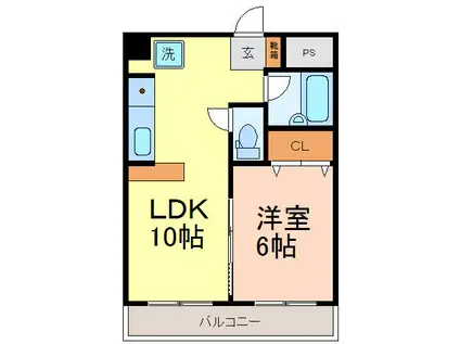 ますだマンション(1LDK/3階)の間取り写真
