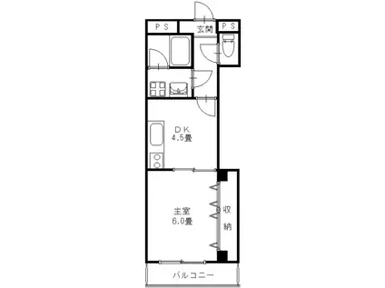 パステルガーデン(1DK/2階)の間取り写真