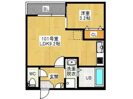 GRANDTIC宇品BAYSIDE(1LDK/1階)の間取り写真