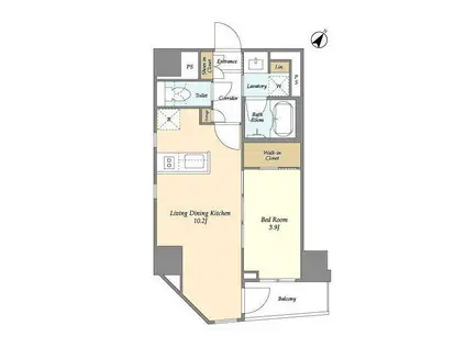 RESIA日本橋小伝馬町(1LDK/3階)の間取り写真